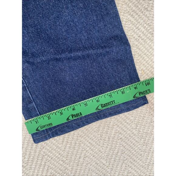 Levis 517 Jeans Men Boot Cut Blue Dark Wash Denim Cotton 35x30 Hemmed Leg 28" - Picture 3 of 11